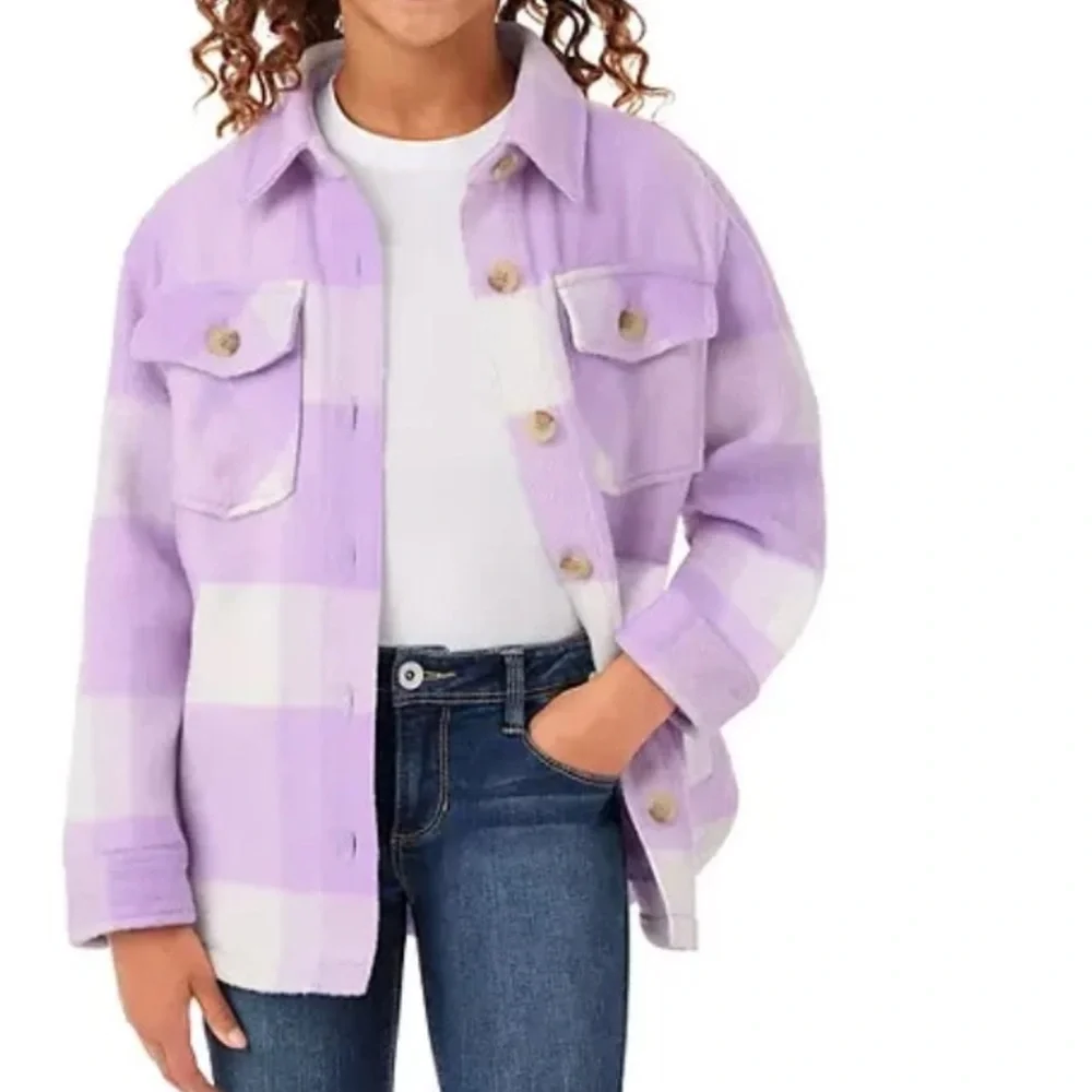 Children's Purple Checkered Denim Jacket
